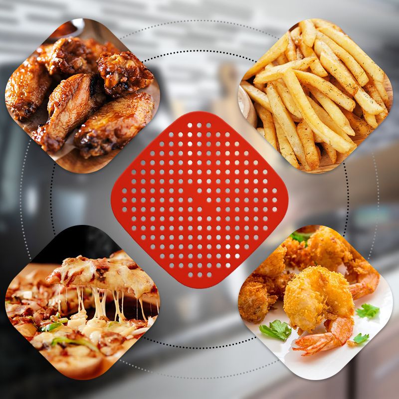 Aqua Silicone Air Fry Liner Mats Square 19x19cm