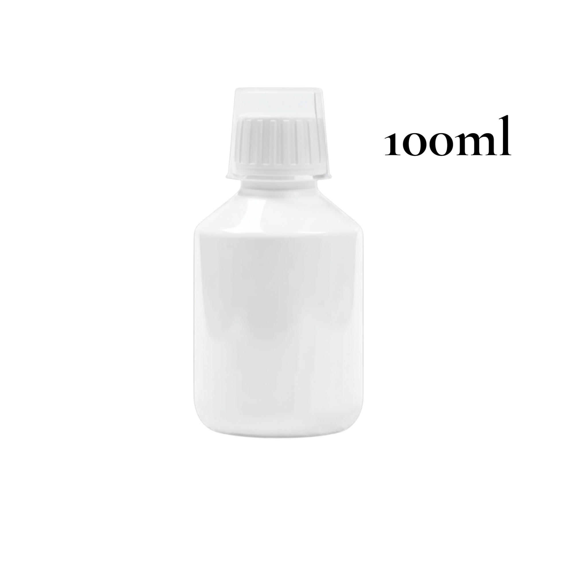 Medical-Cosmetic Bottle High-Neck with Lid & Clear Overcap - Pharmaceutical Container Bottle Round White