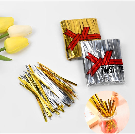Alumnium Metallic Wrapping Twist Ties Ribbon 8cm for Gift Packaging 750pack