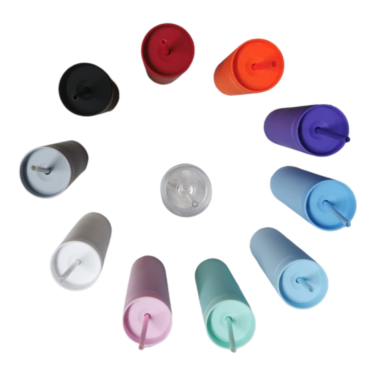 473ml Skinny Drinking Tumbler Acrylic Reusable with Lid and Straw