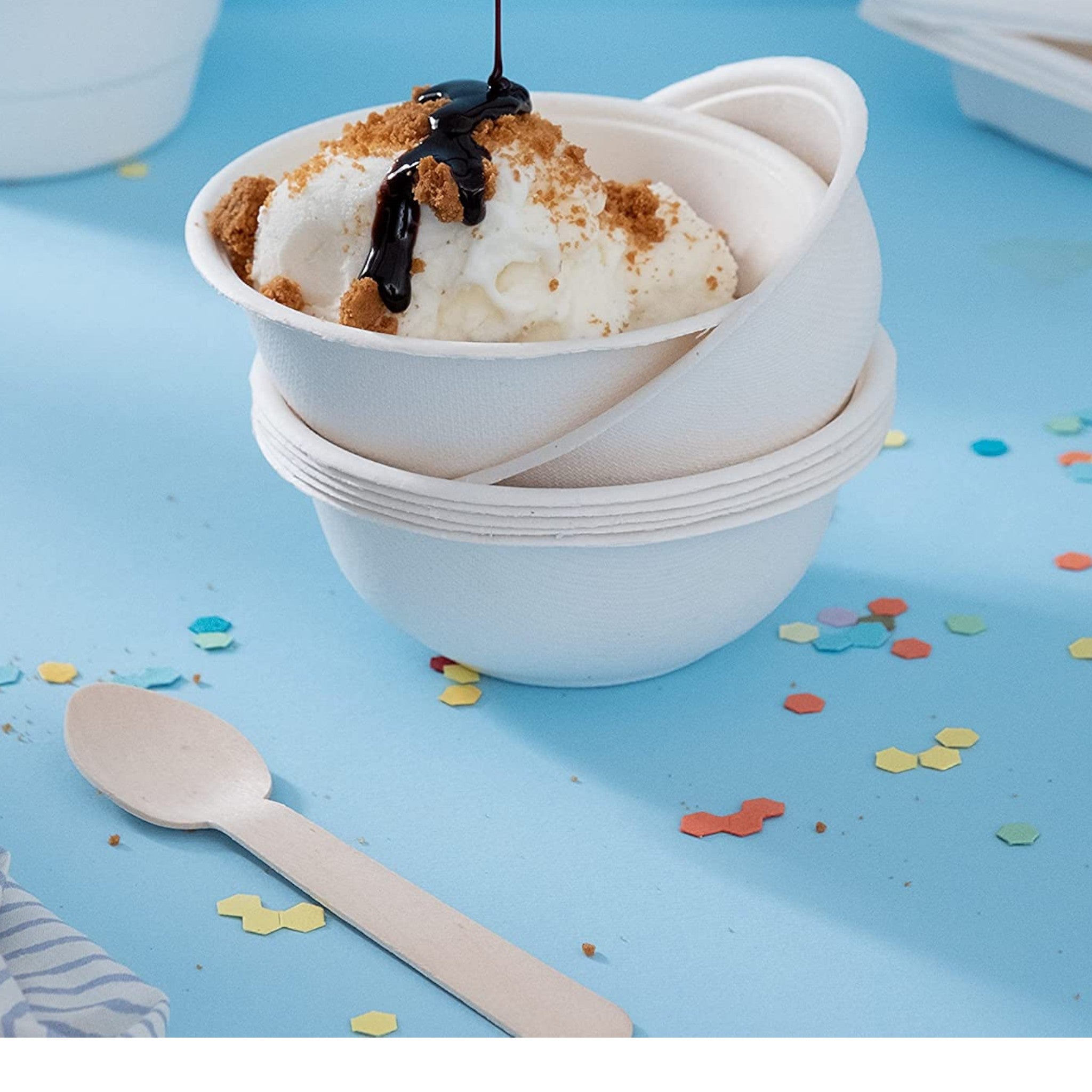 Biodegradable Bagasse Takeaway Bowl 350ml 10pack 13.5x4.5cm depth