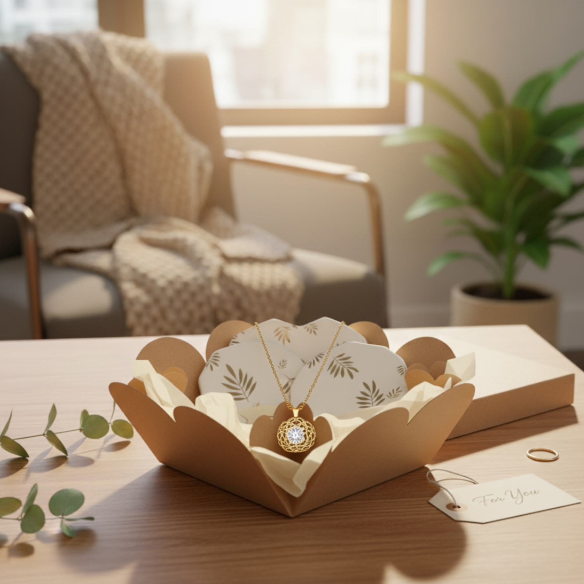 Gift Bakery Paper Box - Flower Scalloped Edge with Lid 16x16x10cm Eco-Friendly