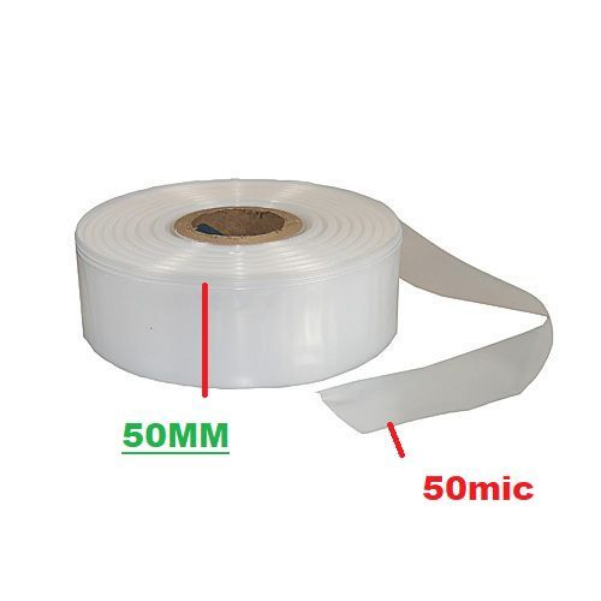 Plastic Flat Tubing Clear 50mmx50mic on Roll ±3kg