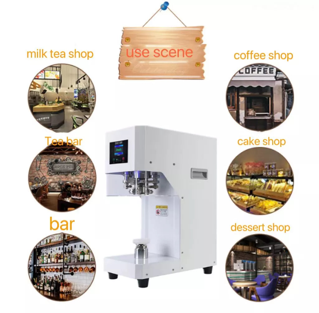 Automatic Can Sealing Machine Non Rotary - for Food Grade Plastic Drinking Clear Can Bottle