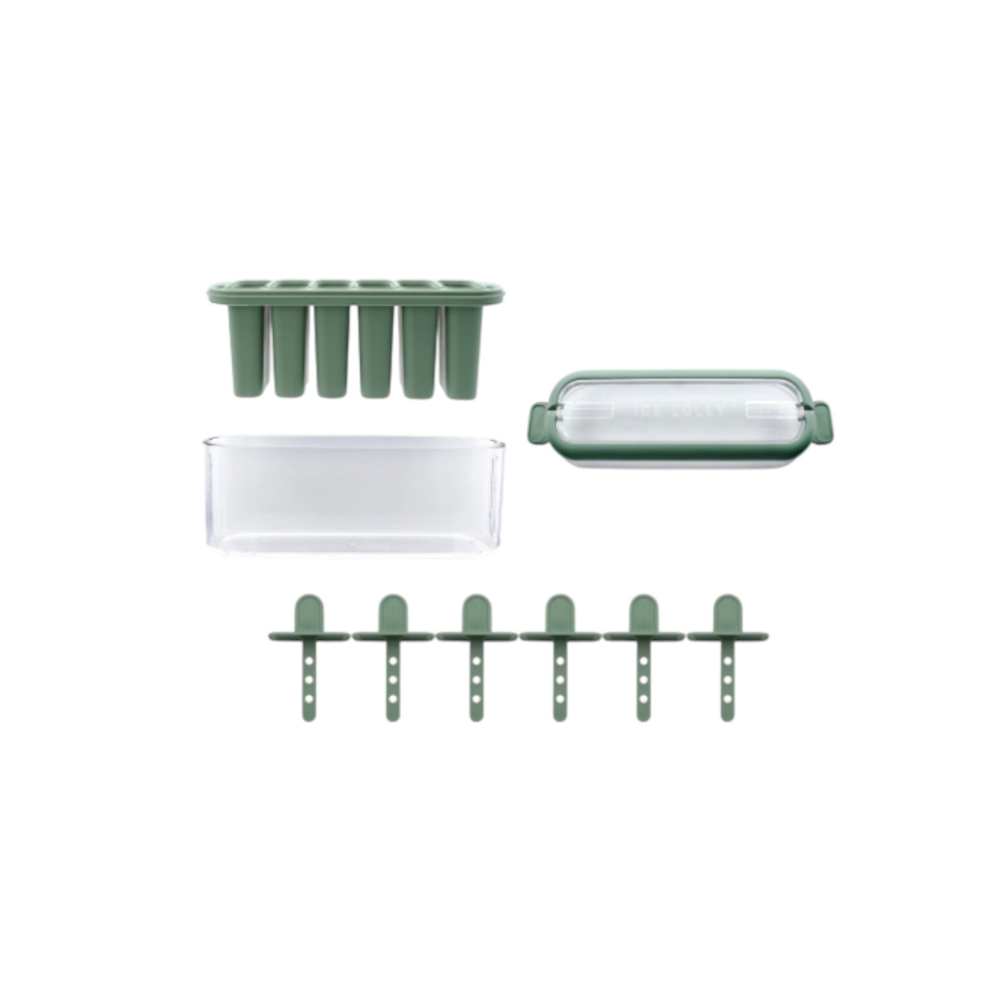 Regent Sage Ice Lolly Moulds in a Plastic Holder with Handle 6 Sage