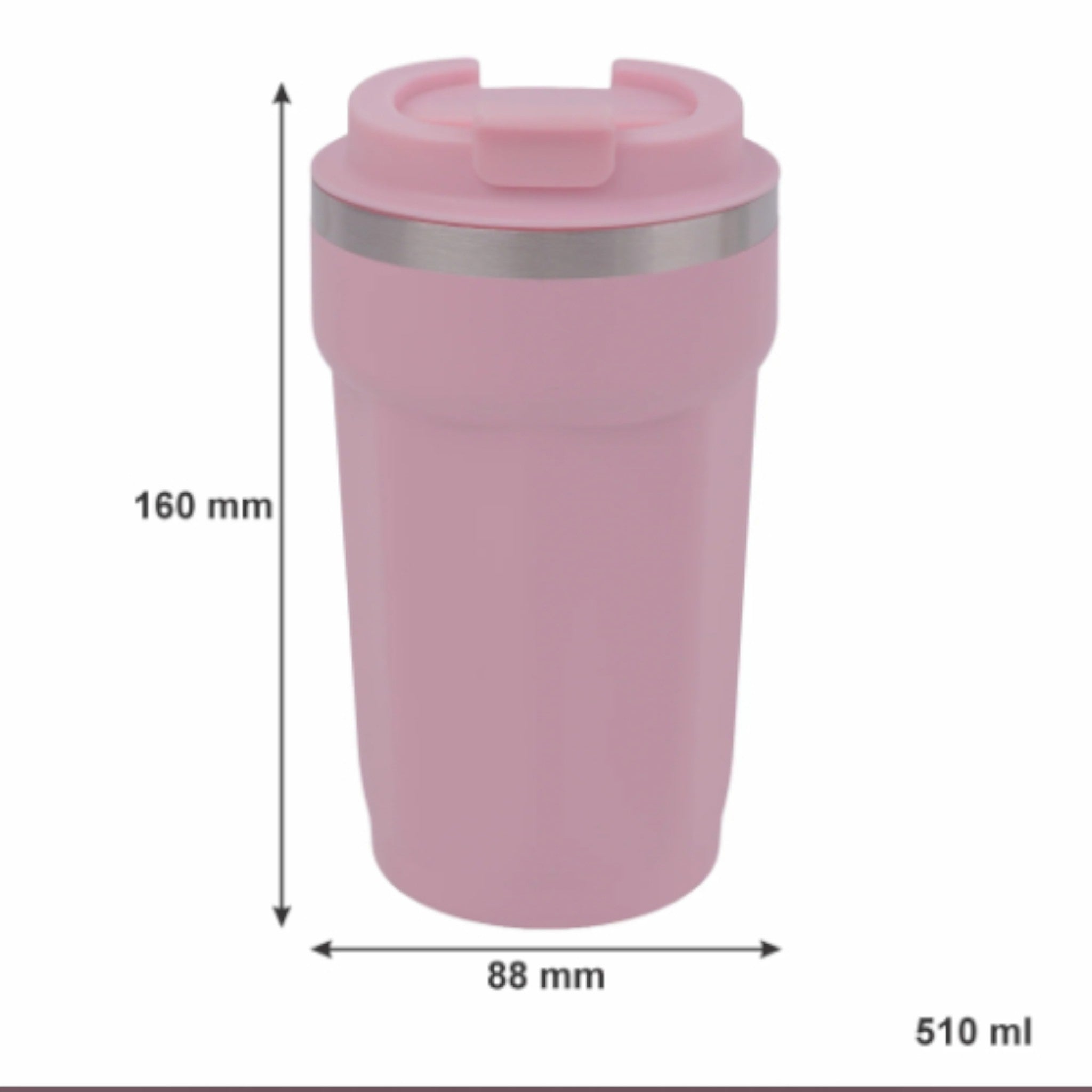 Regent Double Wall Stainless Steel Travel Mug Pink 510ml