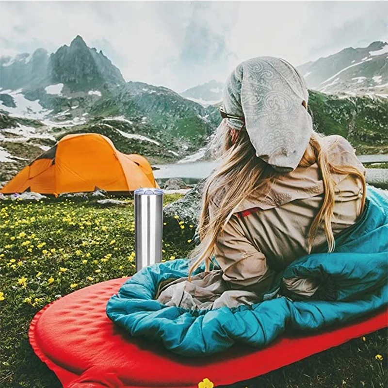 Skinny Metallic Thermos Drinking Tumbler 590ml Stainless Steel with Lid & Straw