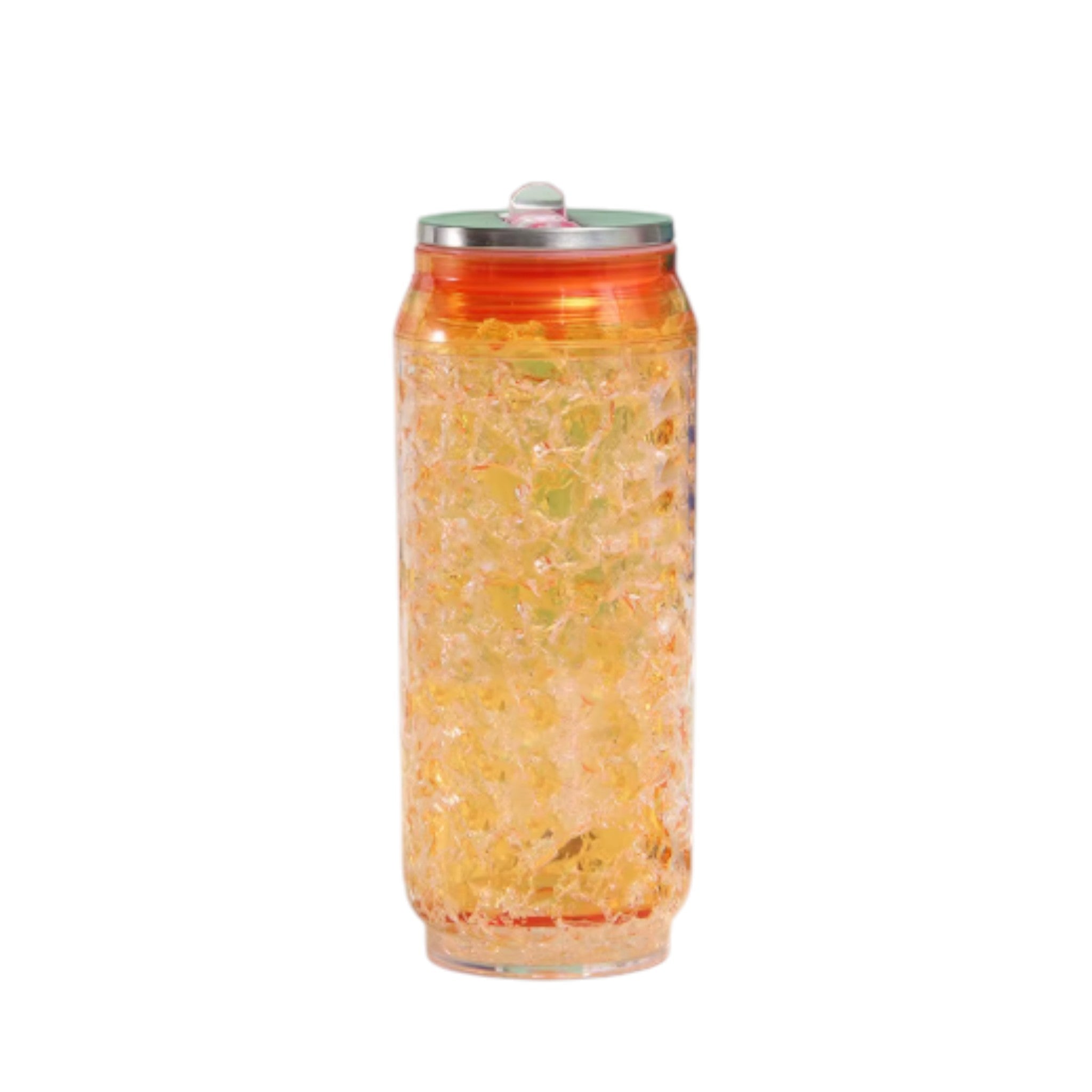 Crushed Ice Design Drinking Can Bottle 450ml BPA Free Double Layer Plastic