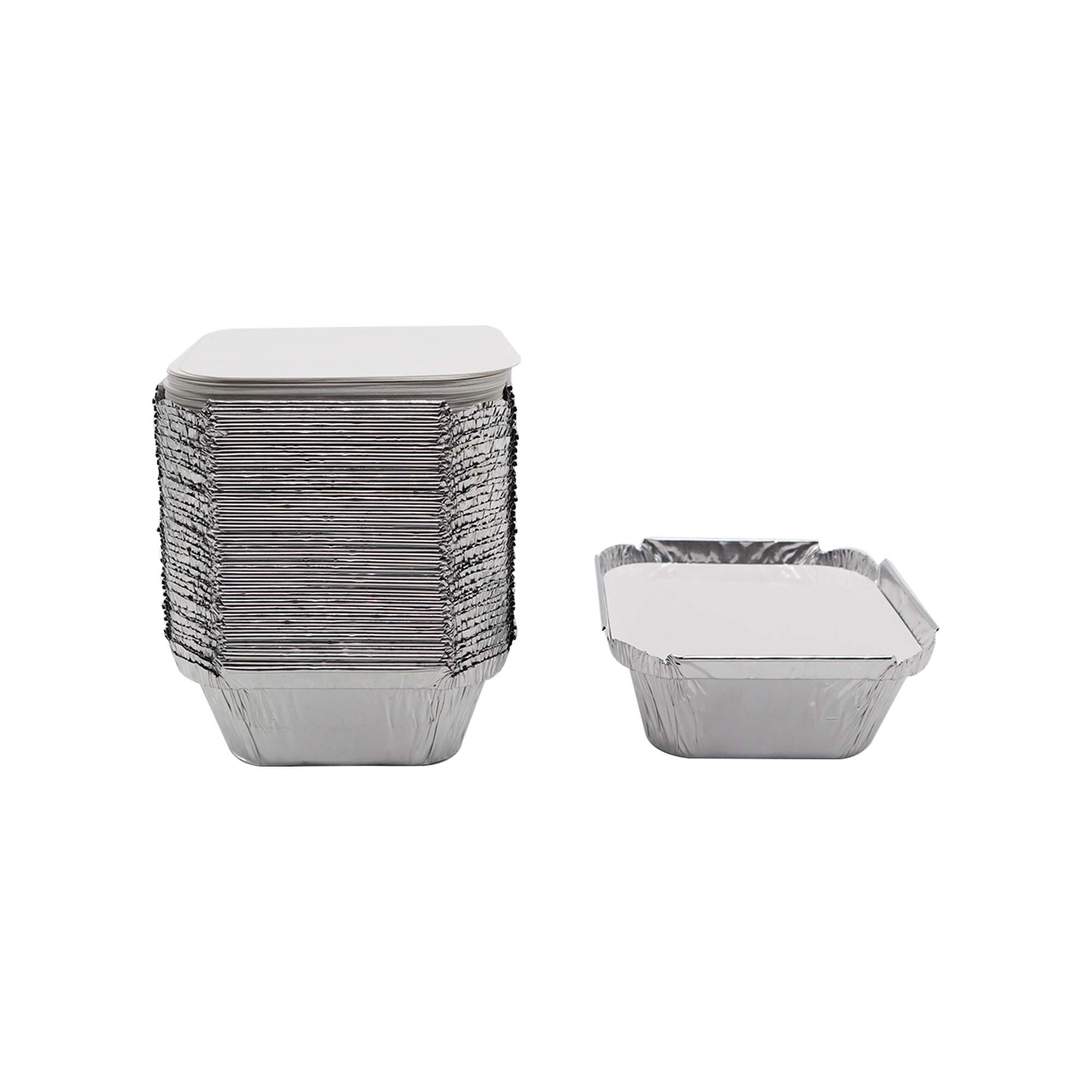 Aluminum Foil Takeaway Container Disposable FG-4453P with Poly PVC Lid Card Lid FL-B4453 1pc