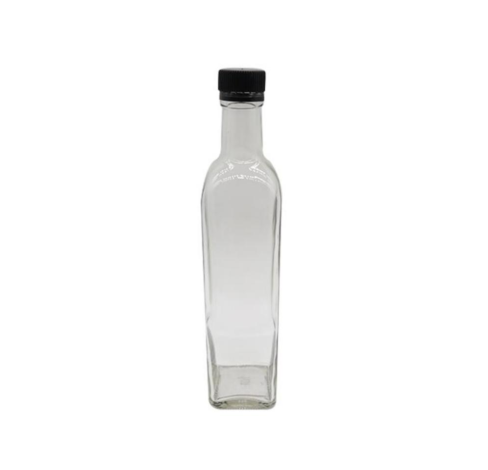 Consol 500ml Glass Bottle Square Olive Oil Bottle with black Lid
