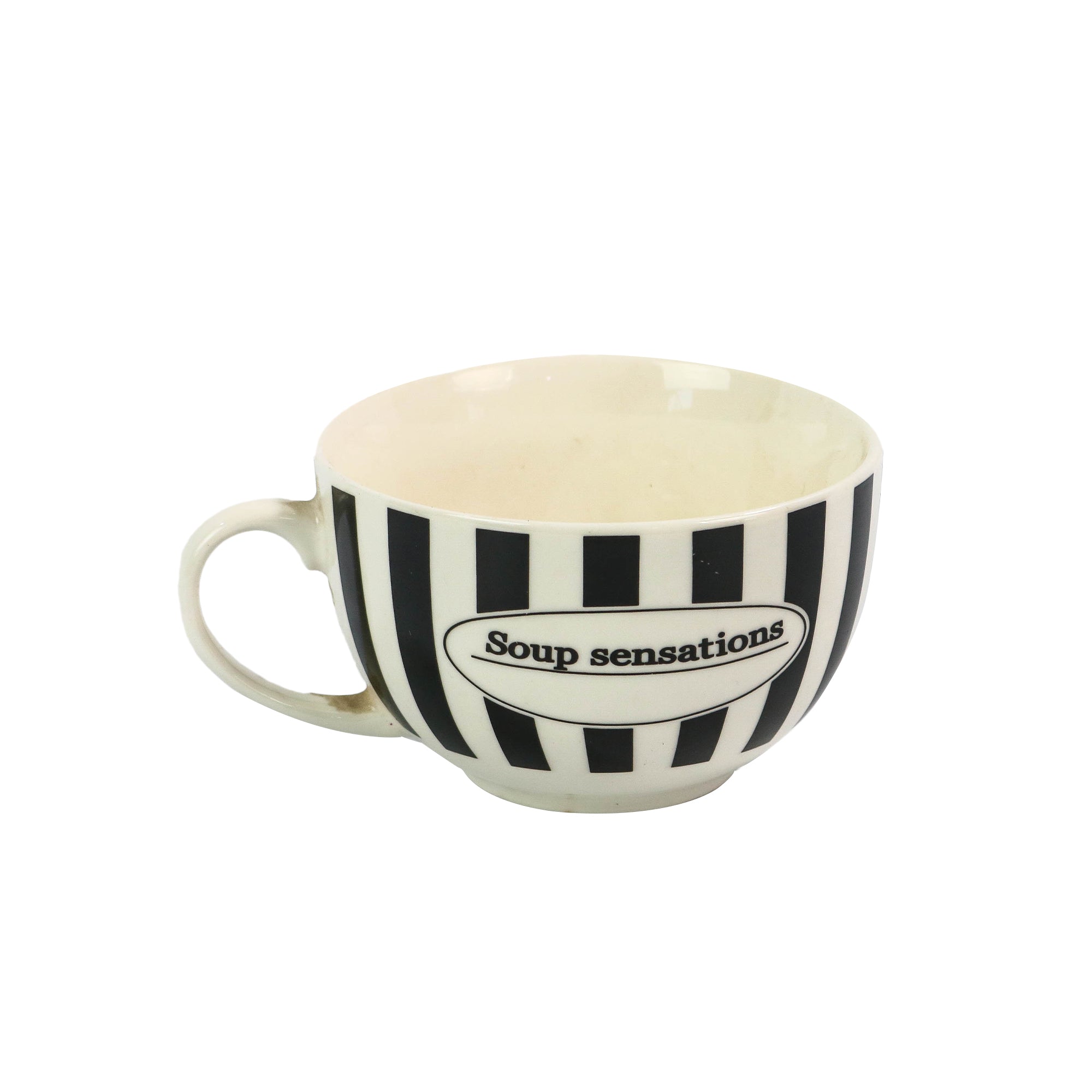 Ceramic Soup Mug 490ml Black & White Stripe 10212