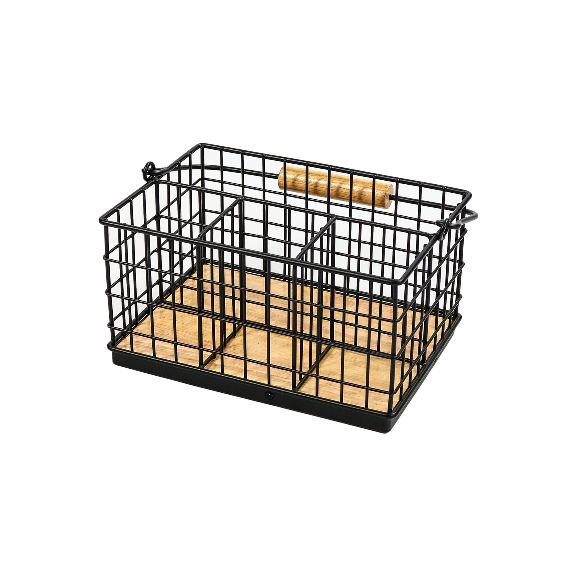 Regent Cutlery Caddy Black Wire and Wood 41847