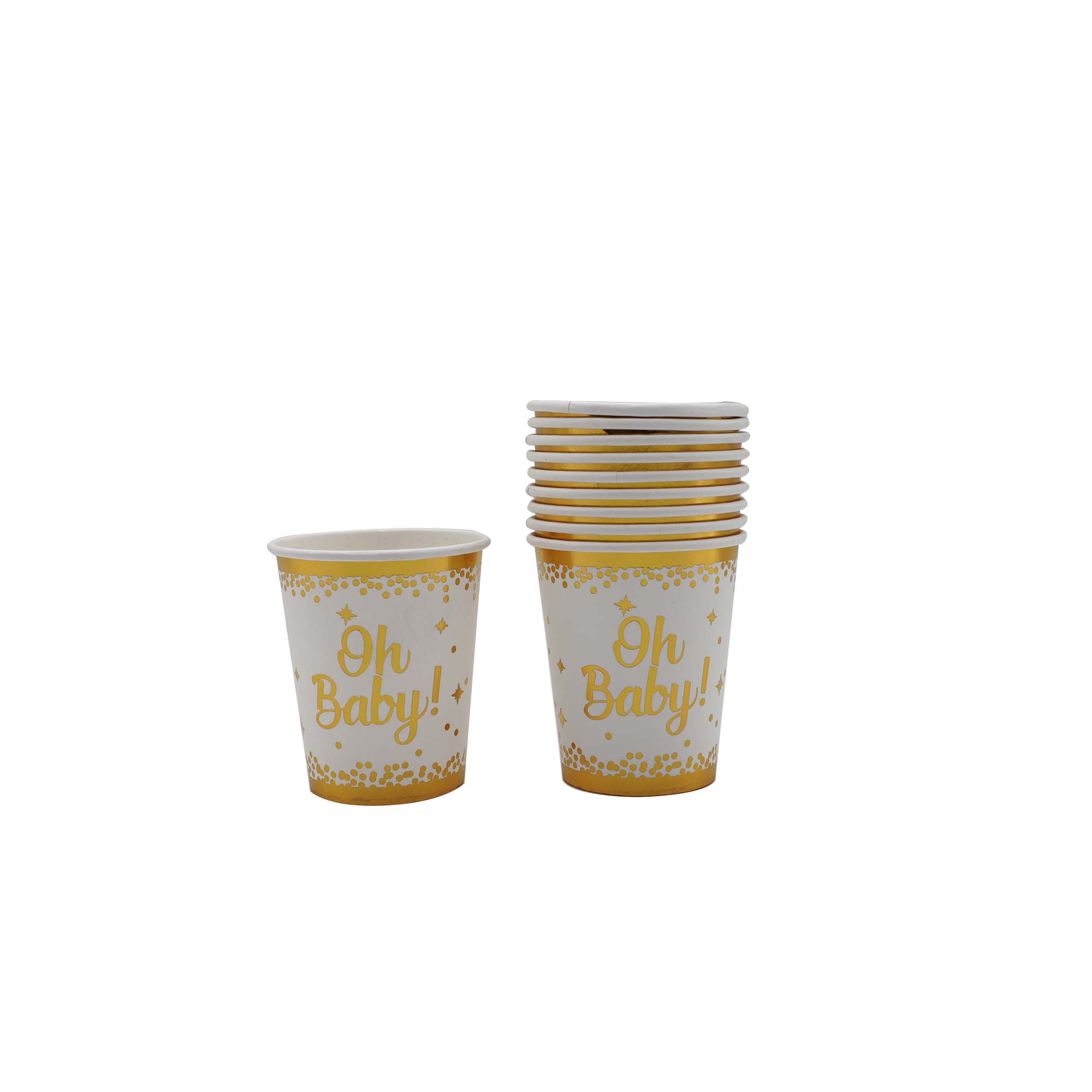 Disposable Party Paper Cups Oh Baby Pattwredn 10pcs