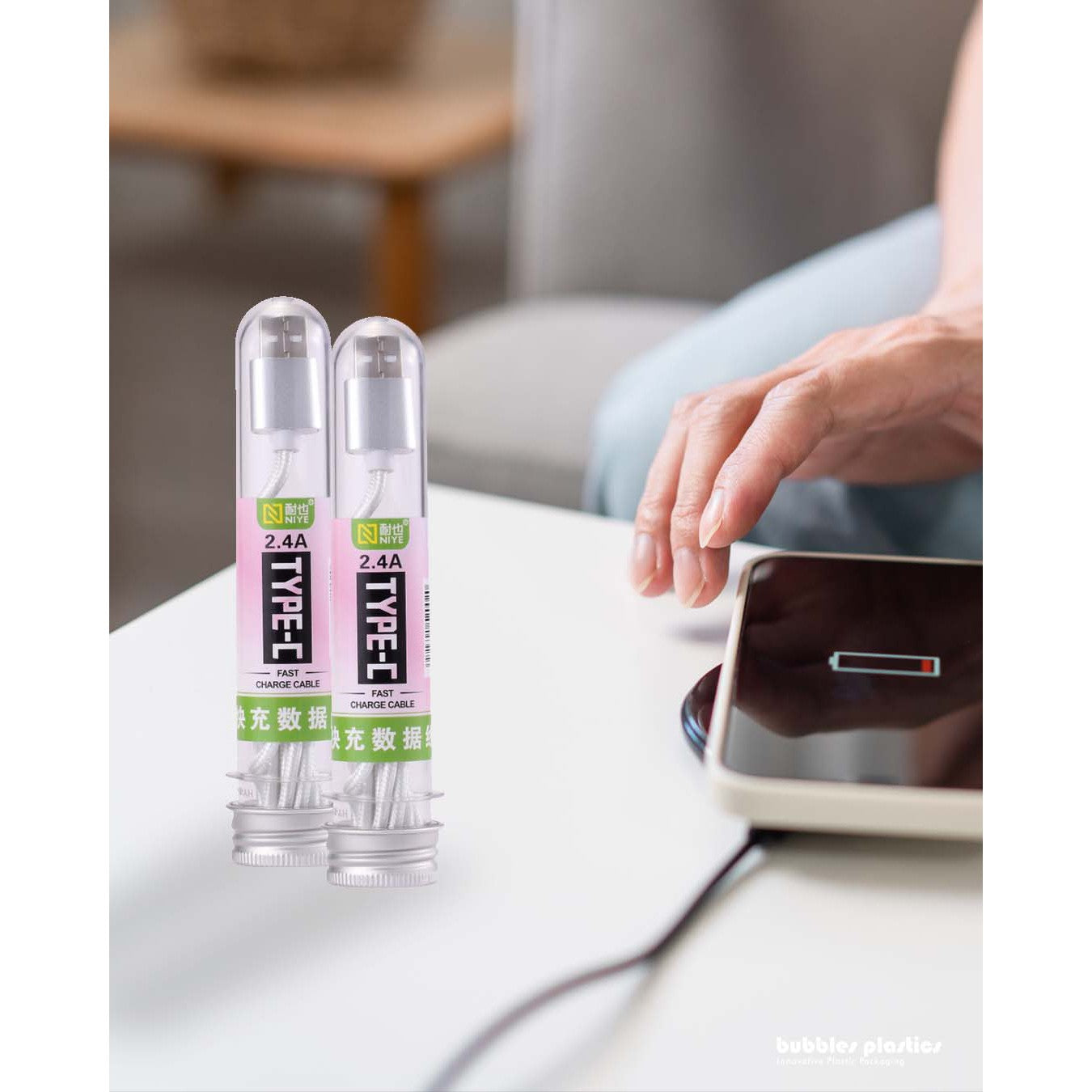 Plastic PET Test Tube - Vials Container Bottle Tube Shape with Silver Lid