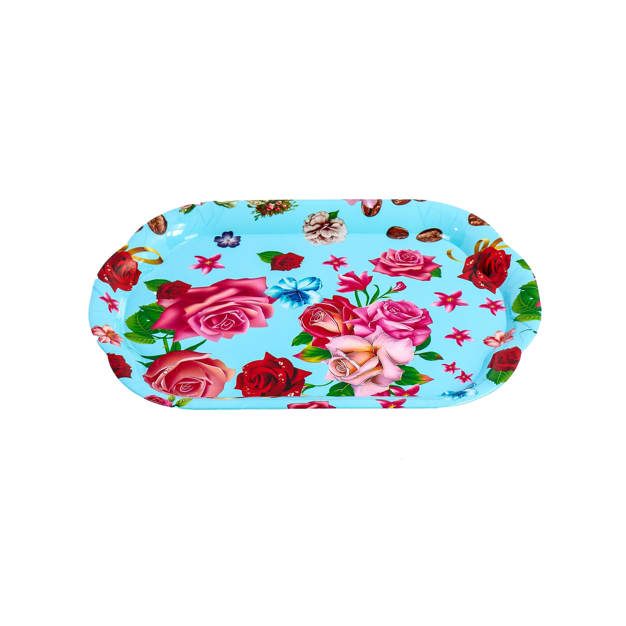 Plastic Serving Tray Floral Patterned