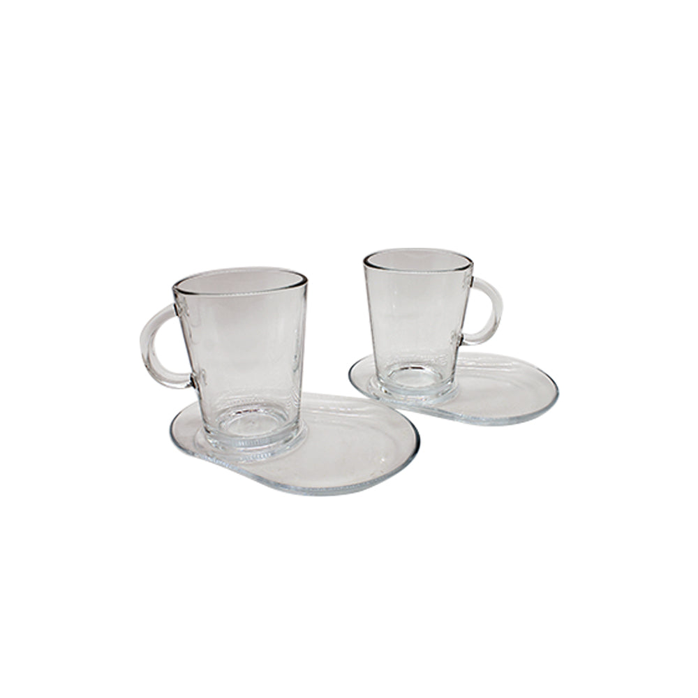 Pasabahce Tribecca Café Latte Mug 400ml with Plate 2pc Set 23581