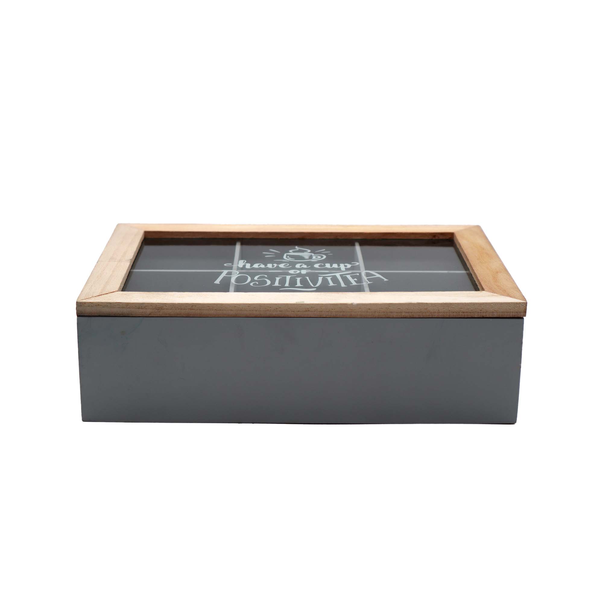 Wooden Tea Box Wood Positi 24x 16.5x7cm
