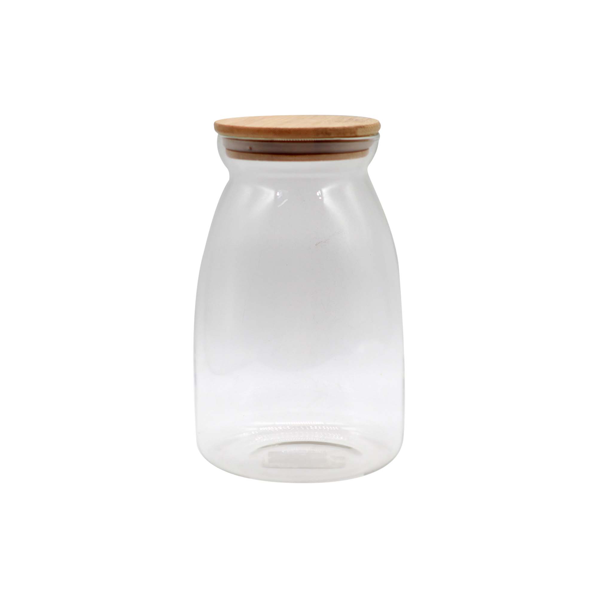 Glass Belly Canister 1.8L with Bamboo Lid