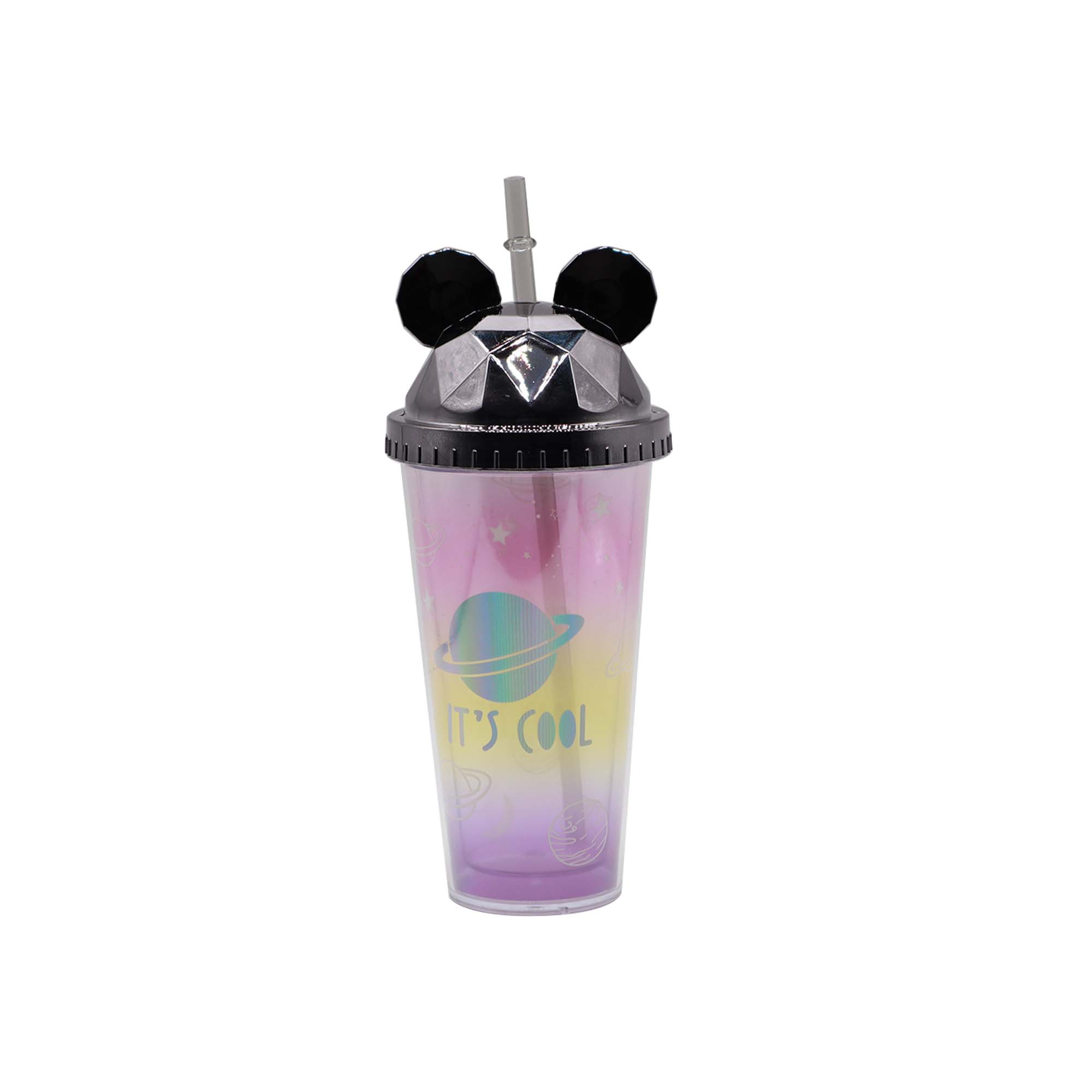 Acrylic Smoothie Tumbler with Straw Double Wall Ears 450ml