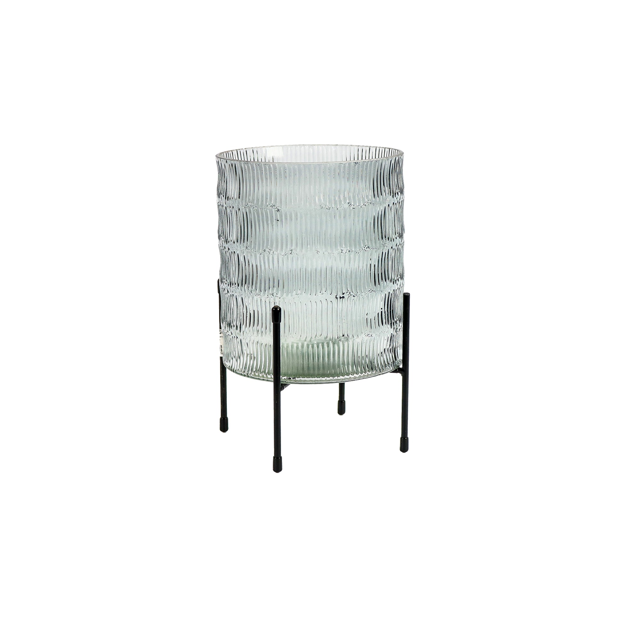 H&S Collection Glass Lantern Vase with Stand 21142