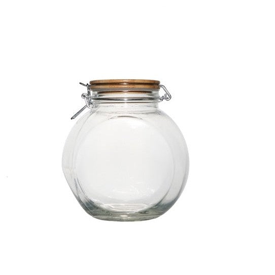Glass Jar 2.2L Round Bamboo Clip Lid 27055
