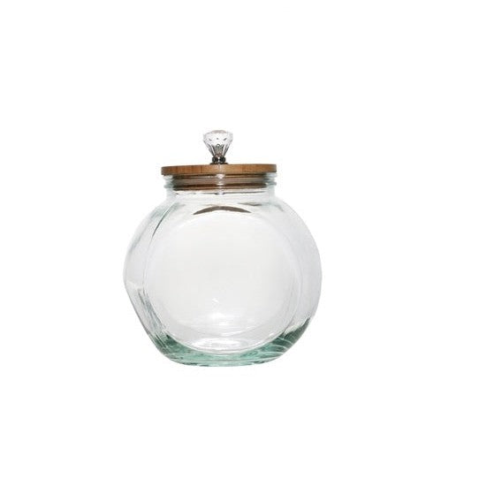 Glass Jar 3L Round Bamboo Lid with Diamond Decor Knob 27037