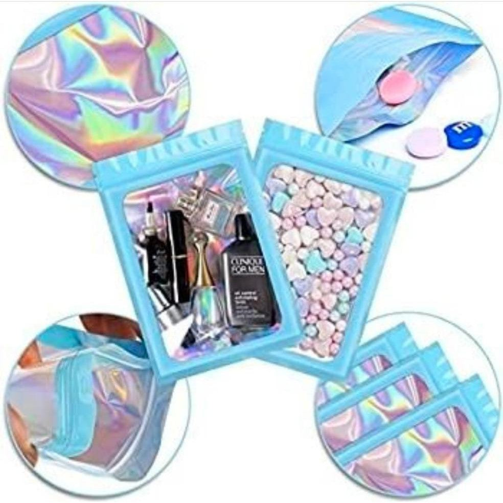 Holographic Resealable Bags 10x15cm Clear Window 10pack