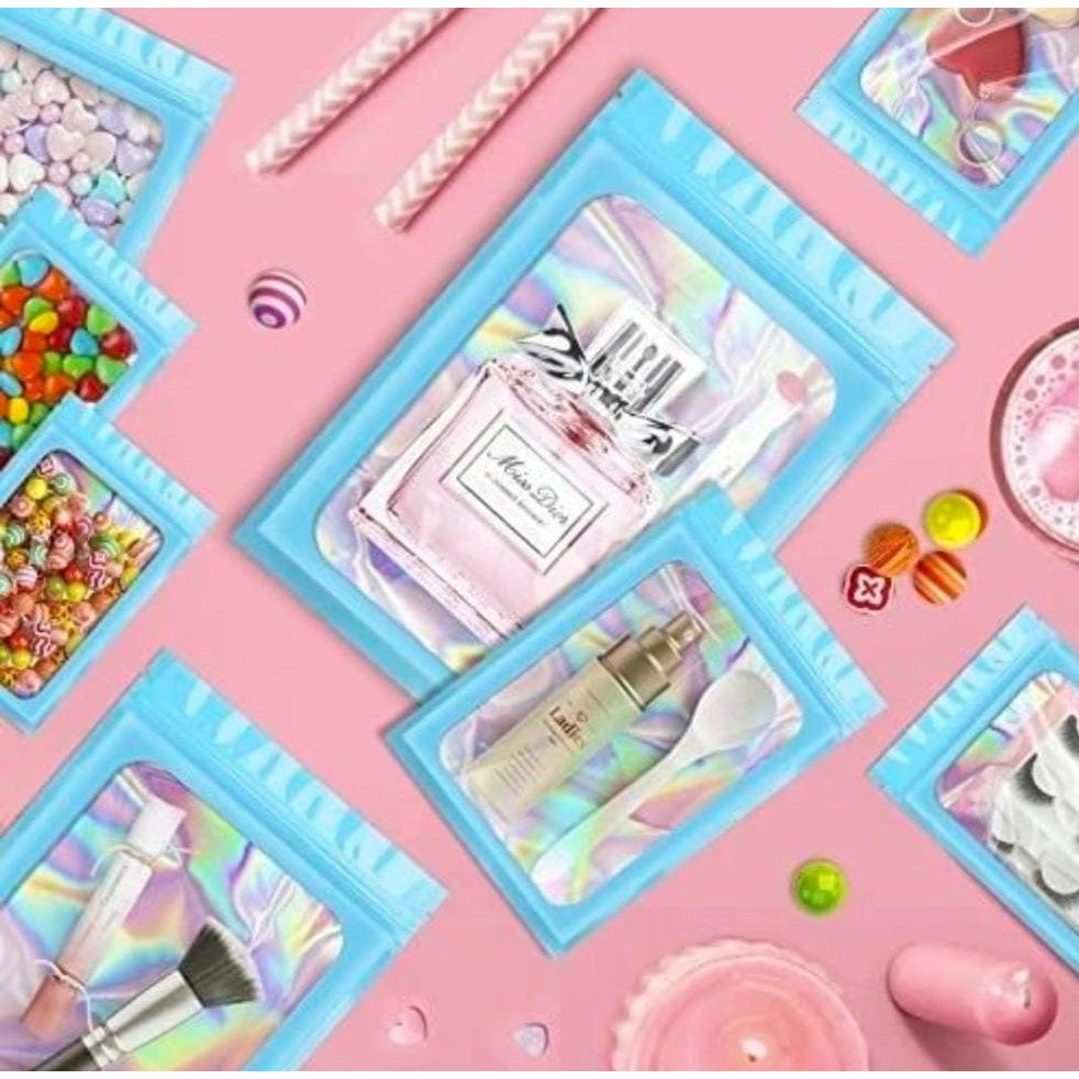 Holographic Resealable Bags 18x26cm Clear Window 10pack