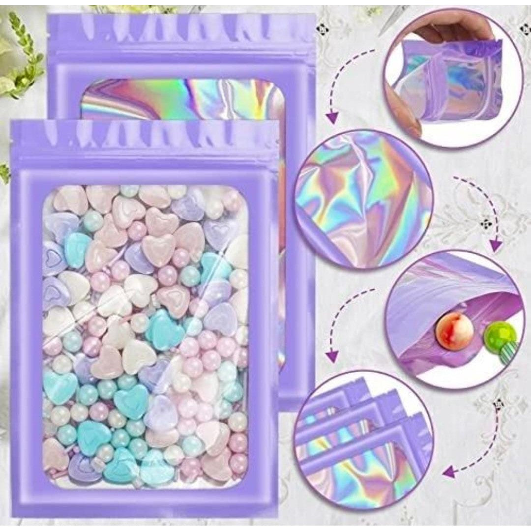 Holographic Resealable Bags 16x23.5cm Clear Window 10pack