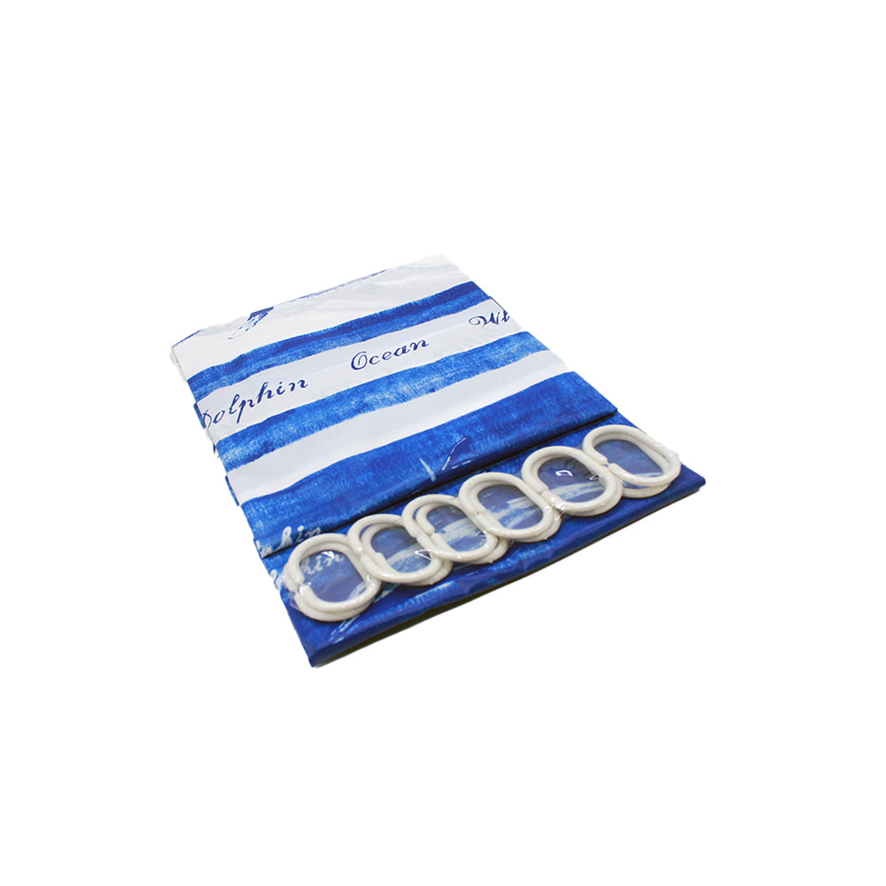 Shower Curtain Plastic with Hooks 180x180cm