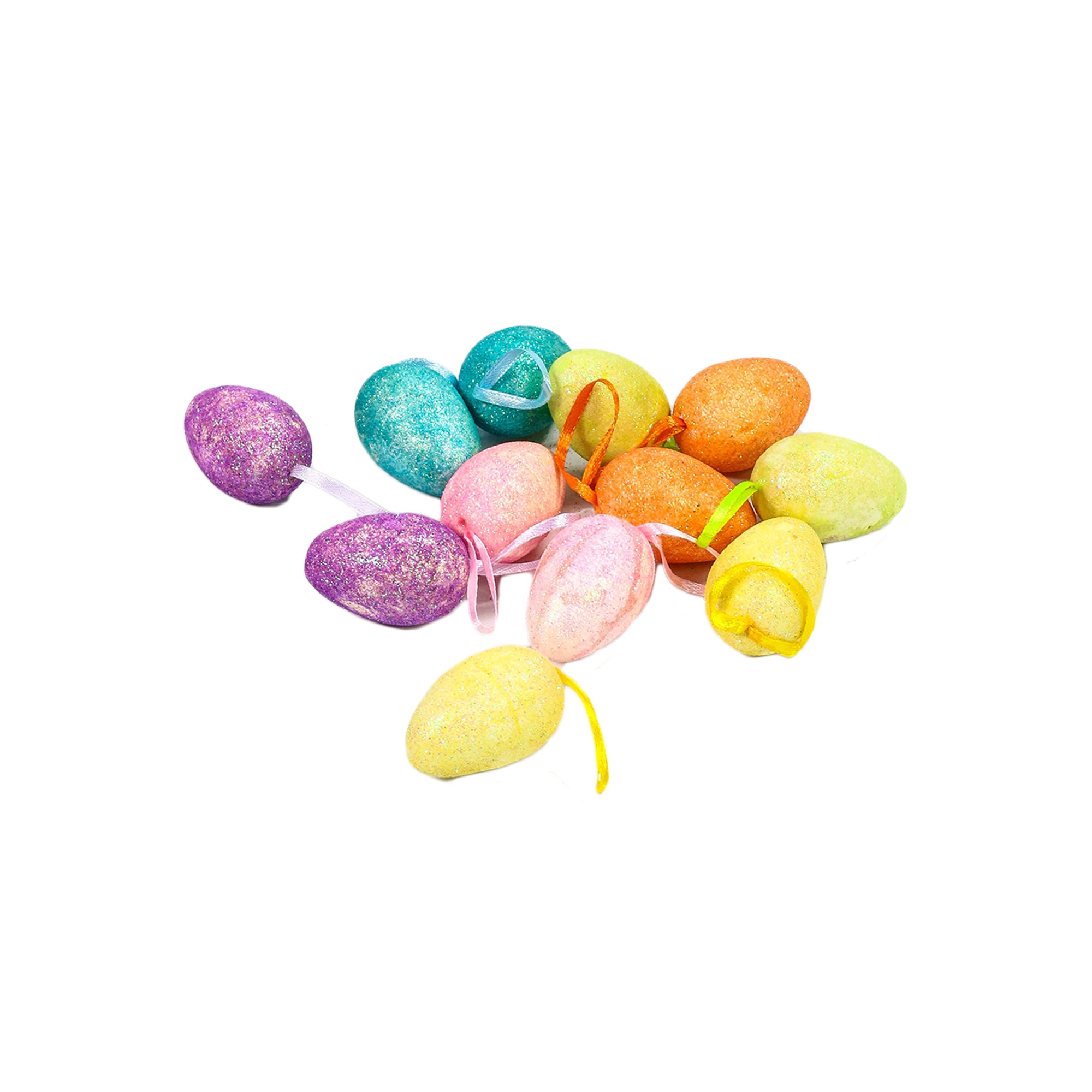 Polystyrene Styrofoam Glitter Eggs 12pc Assorted