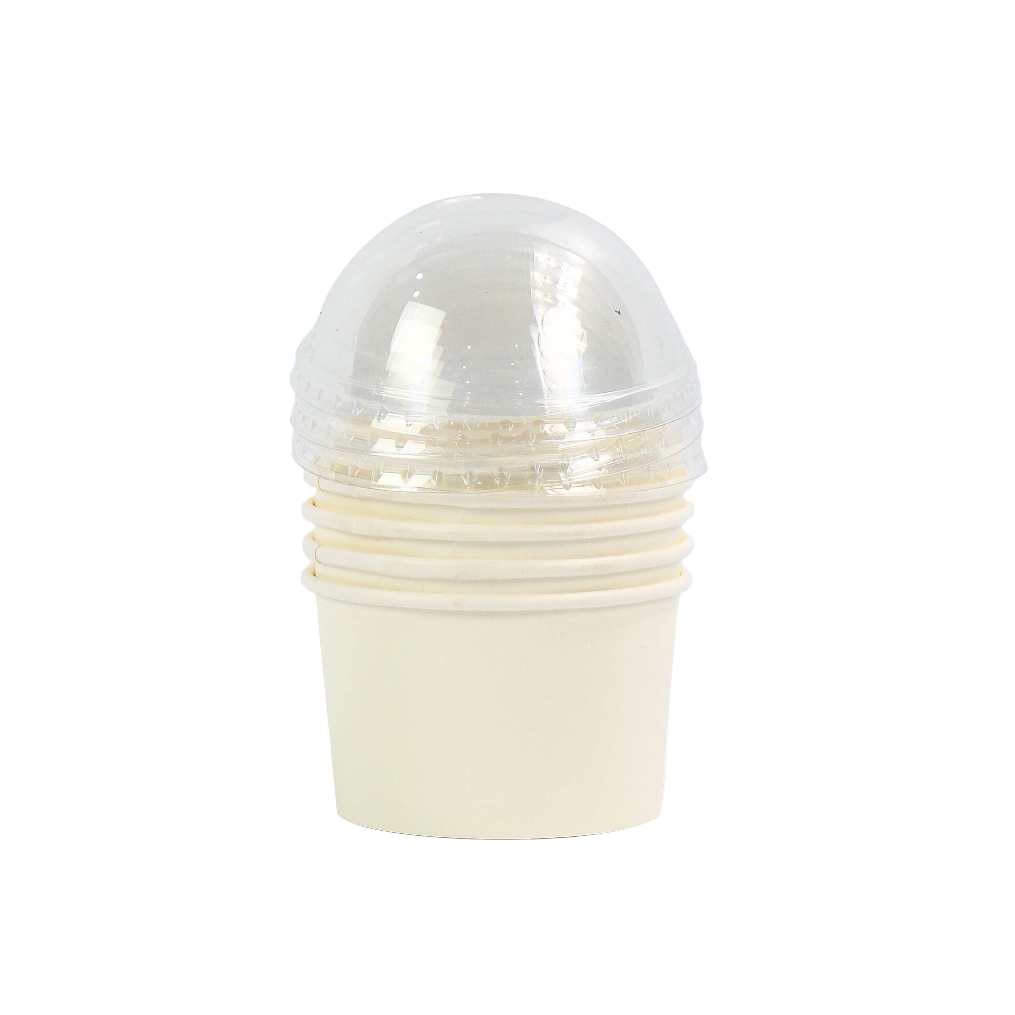Ice Cream Paper Cups 290ml White Vintage Tubs with Dome Lid 5pack