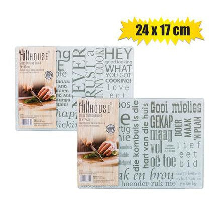 Hillhouse Glass Cutting Board 24x17cm Afrikaans Print