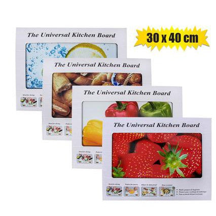 Glass Cutting Board 30x40cm Vegetable Print