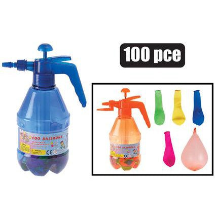 Water Balloon Inflator Pump Jet Kit with 100-Assorted Water Balloons