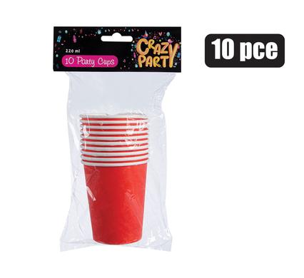 250ml Picnic Paper Party Cups Red 10pack