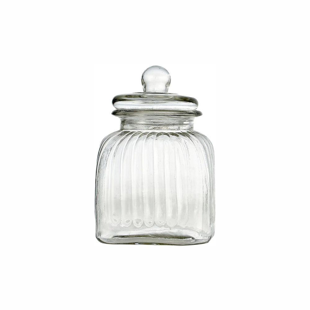 Regent 2.25L Square Ribbed Glass Canister Jar with Lid 160x160x160mm 10167