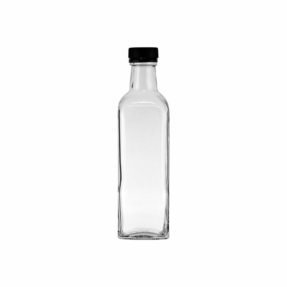 Consol 500ml Glass Square Bottle with Black Lid - Oil & Vinegar 10425