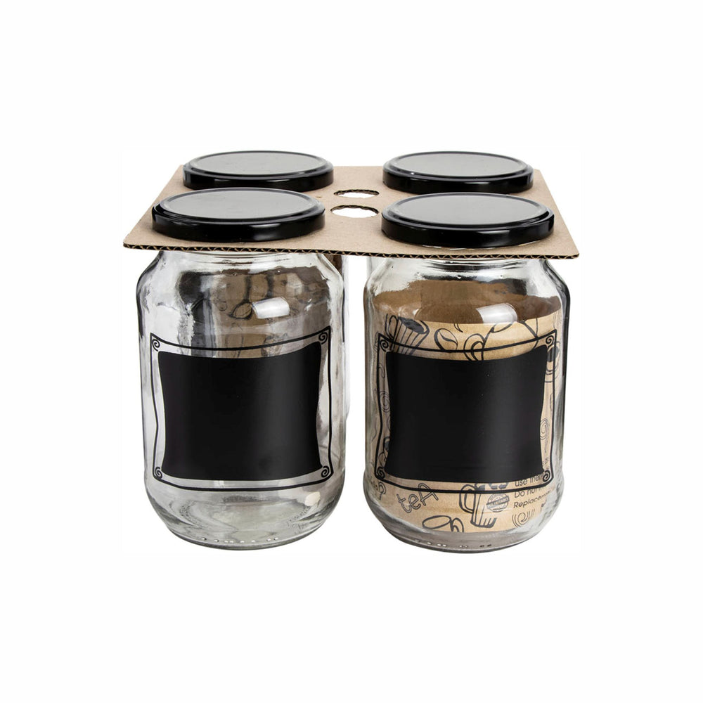 Regent Glass Storage Jar 1L 4pack with Chalkboard Notes 172x100mm 10504