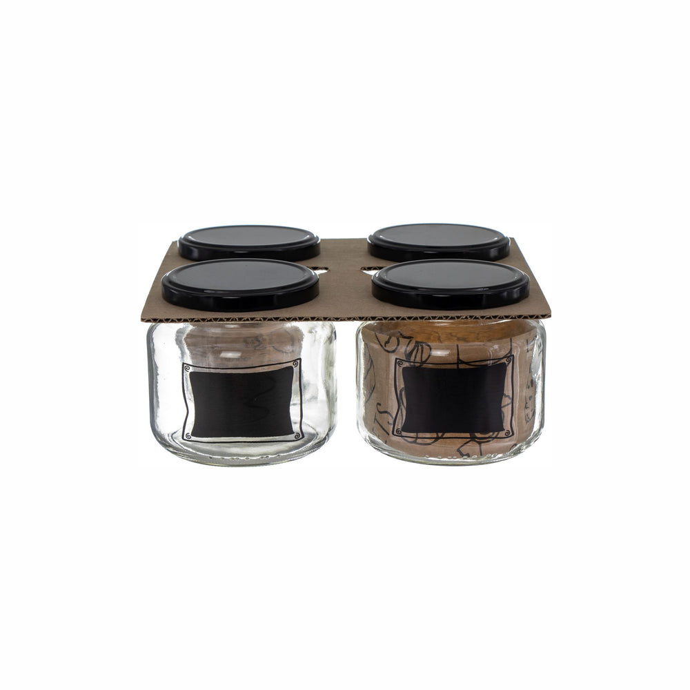Regent Glass Storage Jar 500ml with Chalkboard Notes 4pcs 10507