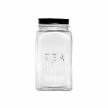 Regent Glass Tea Canister Square with Black Lid 11170