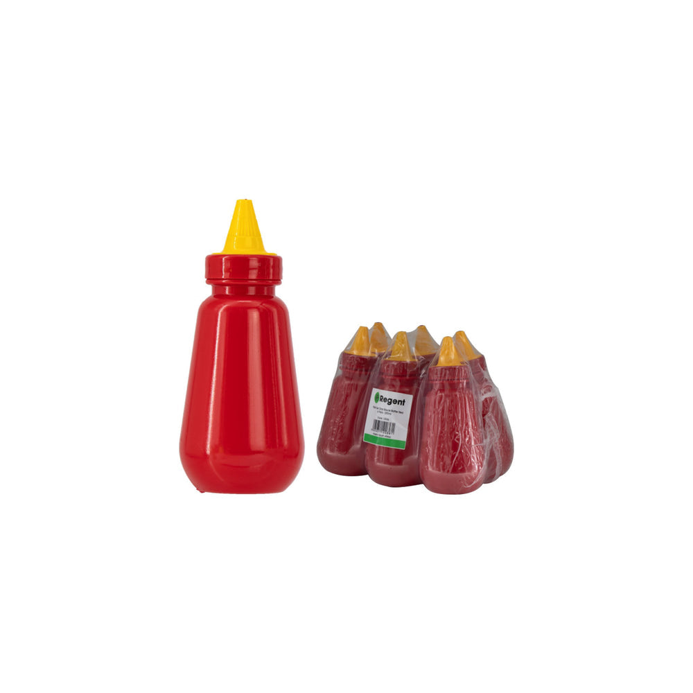 250ml Regent Squeeze Sauce Bottle Plastic Tear Drop Red 6pack 12036