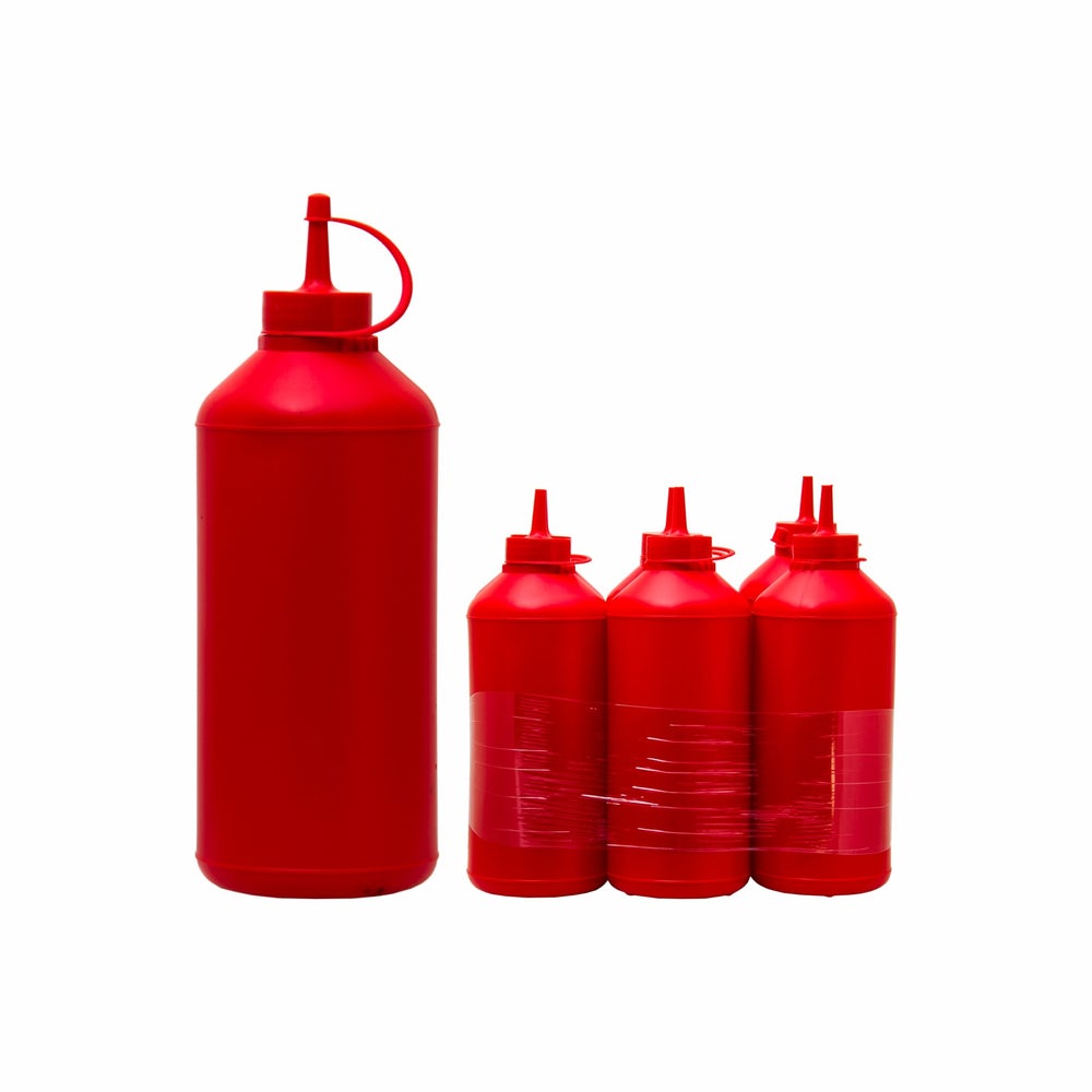Plastic Squeeze Sauce Bottle 1L Red 12112