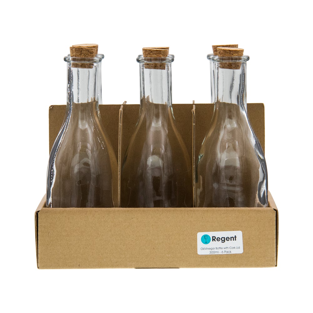 Regent Glass Bottle 300ml Round Oil Vinegar with Cork Lid 15097