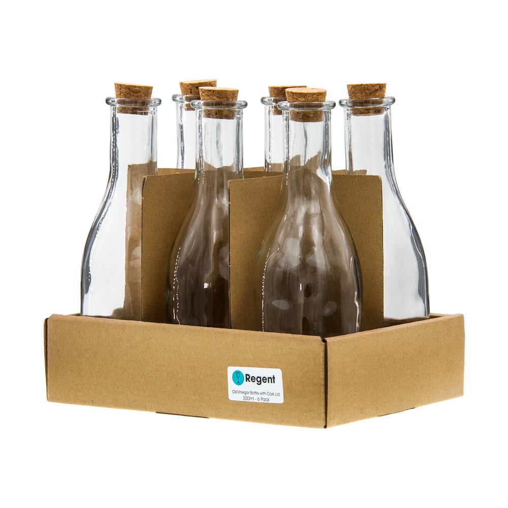 Regent Glass Bottle 300ml Round Oil Vinegar with Cork Lid 15097