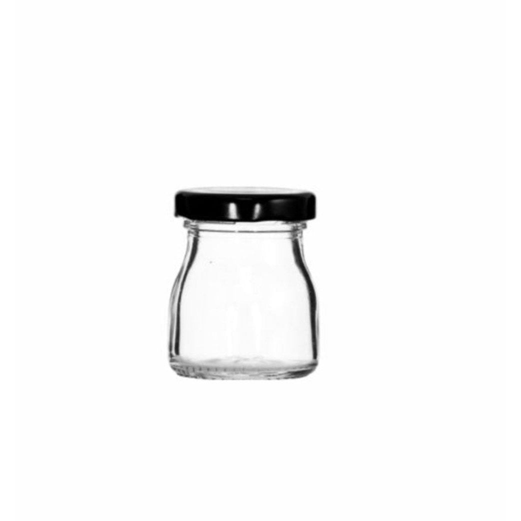 Regent Glass Jar 50ml Round with Black Lid Each 55 x 43mm DIA 15117