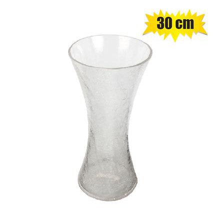 Glass Flower Vase Embossed 30cm Crack Design