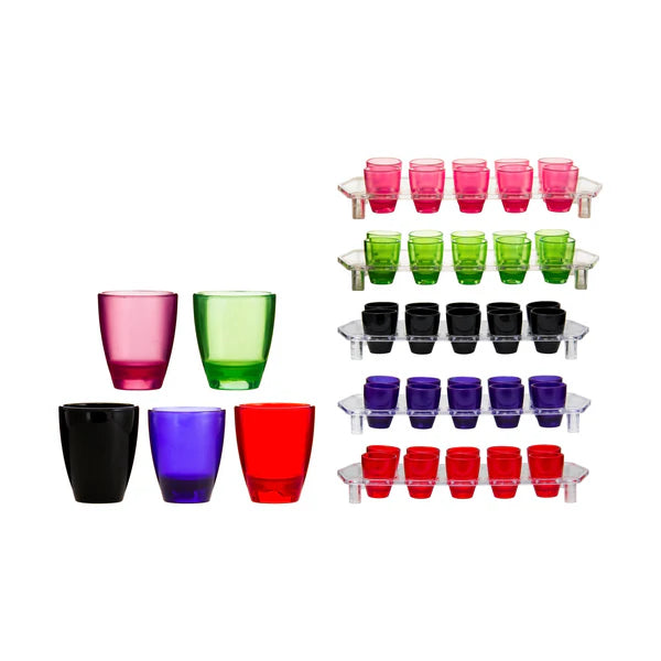 Bar Butler Plastic Shot Glasses on Tray 25ml Tot Measures 10pc 21476