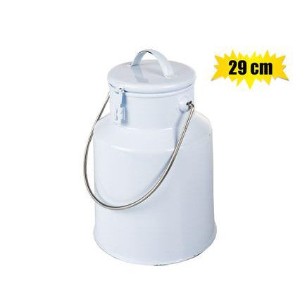 Enamel Milk Can 29cm High with Latch White