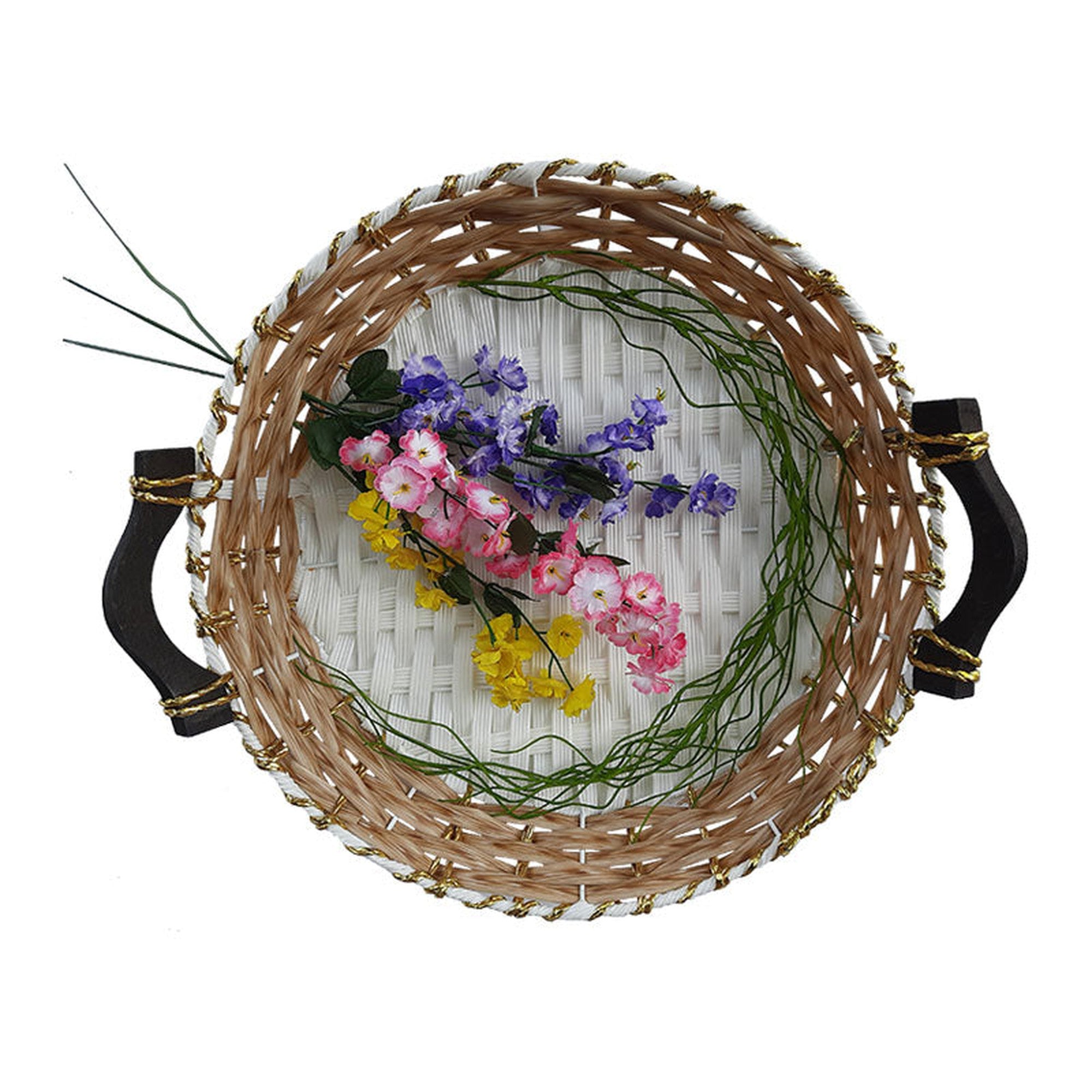 Plastic Woven Fruit Serving Tray Basket 35cm 024